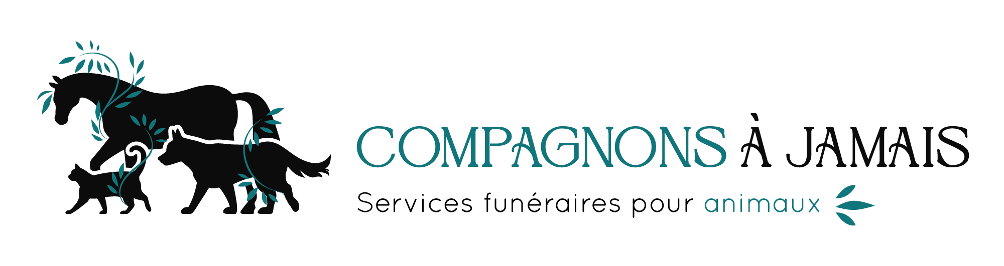 Logo horizontal de Compagnons à Jamais, Pompes Funèbres pour animaux à Dinard.